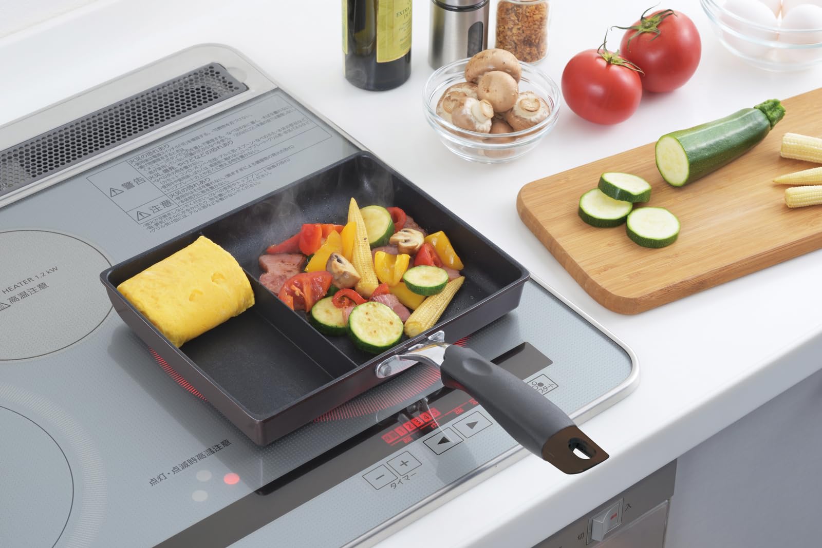 Amazon｜タマハシ 仕切りフライパン 七三分け お弁当 2品同時に調理